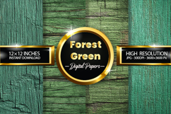 Forest Green Woodgrain Texture Digital Papers - 04 Variation Product Image 1