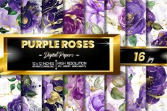 Purple Roses Digital Papers Bundle Product Image 1