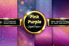 Pink Purple Galaxy Digital Papers - 04 Variations Product Image 1