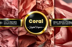 Coral Wrinkled Digital Papers - 04 Variations Product Image 1