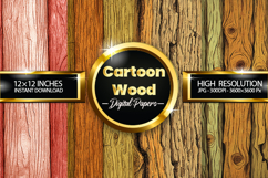 Cartoon Wood Woodgrain Texture Digital Papers - 04 Variation Product Image 1