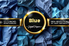 Blue Wrinkled Digital Papers - 04 Variations Product Image 1