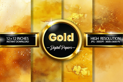 Gold Watercolor Digital Papers - 04 Variations Product Image 1