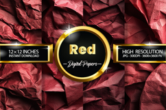 Red Wrinkled Digital Papers - 04 Variations Product Image 1