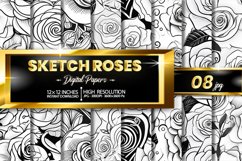 Sketch Roses Digital Papers Product Image 1