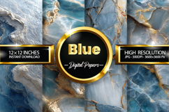 Blue Marble Digital Papers - Marble Background 4 Jpg Product Image 1