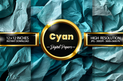 Cyan Wrinkled Digital Papers - 04 Variations Product Image 1
