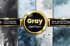 Gray Watercolor Digital Papers - 04 Variations Product Image 1