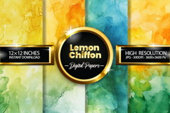 Lemon Chiffon Watercolor Digital Papers - 04 Variations Product Image 1