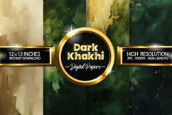 Dark Khakhi Watercolor Digital Papers - 04 Variations Product Image 1