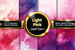 Light Pink Watercolor Digital Papers - 04 Variations Product Image 1