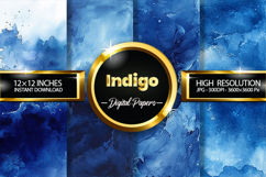 Indigo Watercolor Digital Papers - 04 Variations Product Image 1