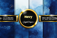 Navy Watercolor Digital Papers - 04 Variations Product Image 1