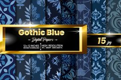 Gothic Blue Digital Papers, Scary Pattern Product Image 1