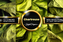 Chartreuse Wrinkled Digital Papers - 04 Variations Product Image 1
