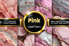 Pink Marble Digital Papers - Marble Background 4 Jpg Product Image 1