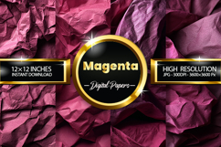 Magenta Wrinkled Digital Papers - 04 Variations Product Image 1