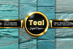 Teal Woodgrain Texture Digital Papers - 04 Variations Product Image 1