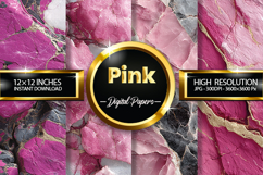 Pink Marble Digital Papers - Marble Background 4 Jpg Product Image 1