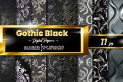 Gothic Black Digital Papers, Scary Pattern Product Image 1