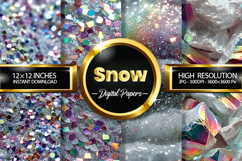 Snow Glitter Digital Papers - Holographic Glitter 4 Jpg Product Image 1