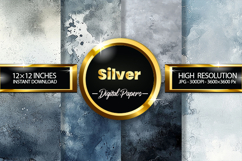 Silver Watercolor Digital Papers - 04 Variations Product Image 1