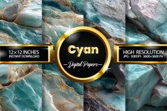 Cyan Marble Digital Papers - Marble Background 4 Jpg Product Image 1