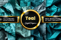 Teal Wrinkled Digital Papers - 04 Variations Product Image 1