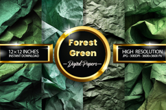 Forest Green Wrinkled Digital Papers - 04 Variations Product Image 1