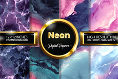 Neon Marble Digital Papers - Marble Background 4 Jpg Product Image 1