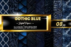 Gothic Blue Digital Papers Bundle Product Image 1