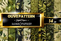 Olive Pattern Digital Papers Bundle Product Image 1