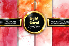 Light Coral Watercolor Digital Papers - 04 Variations Product Image 1