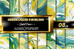 Green Liquid Swirling Digital Papers Product Image 1