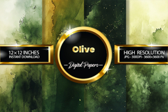 Olive Watercolor Digital Papers - 04 Variations Product Image 1
