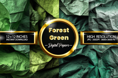 Forest Green Wrinkled Digital Papers - 04 Variations Product Image 1