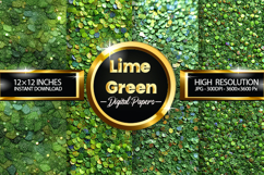 Lime Green Glitter Digital Papers - Holographic Glitter Product Image 1