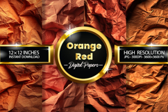 Orange Red Wrinkled Digital Papers - 04 Variations Product Image 1