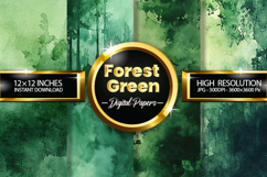 Forest Green Watercolor Digital Papers - 04 Variations Product Image 1
