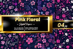 Pink Floral Digital Papers - 04 Variations Product Image 1