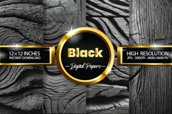 Black Woodgrain Texture Digital Papers - 04 Variations Product Image 1