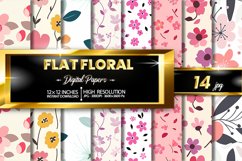 Flat Flowers Digital Papers Bundle Product Image 1