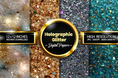 Holographic Glitter Digital Papers - Glitter Background Product Image 1
