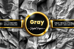 Gray Wrinkled Digital Papers - 04 Variations Product Image 1