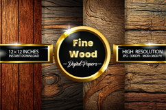 Fine Wood Woodgrain Texture Digital Papers - 04 Variations Product Image 1