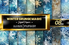 Winter Grunge Magic Digital Papers Bundle Product Image 1