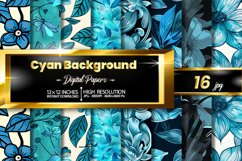 Cyan Background Digital Papers Bundle Product Image 1