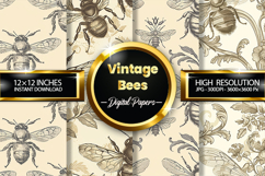 Vintage Bees Digital Papers - 04 Variations Product Image 1