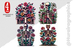Floral Skull Clipart - 04 Variation Product Image 1