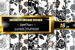 Monochrome Roses Digital Papers Bundle Product Image 1
